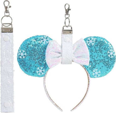 Mouse Ears Headband Holder for Backpack Sequin Lanyard Keychain Park Trip Essentials Bag Charms Organizer Decor in Saudi Arabia