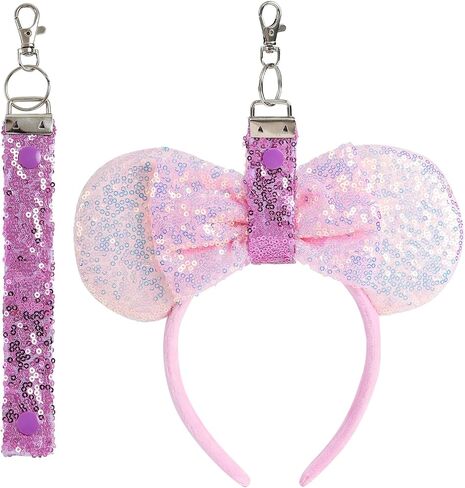 Mouse Ears Headband Holder for Backpack Sequin Lanyard Keychain Park Trip Essentials Bag Charms Organizer Decor in Saudi Arabia