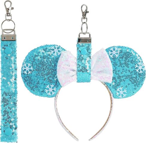 Mouse Ears Headband Holder for Backpack Sequin Lanyard Keychain Park Trip Essentials Bag Charms Organizer Decor in Saudi Arabia