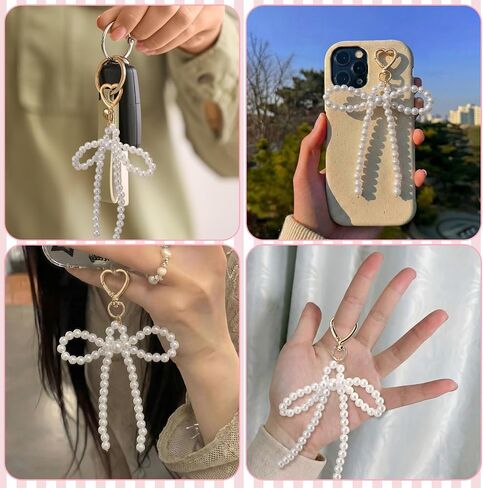 Nosiny 8 Pcs 8 Pcs Pearl Bow Keychains Pearl Bag Charm Wedding Favors for Guests Coquette Handbag Car Key Bridal Shower Gifts in Kuwait