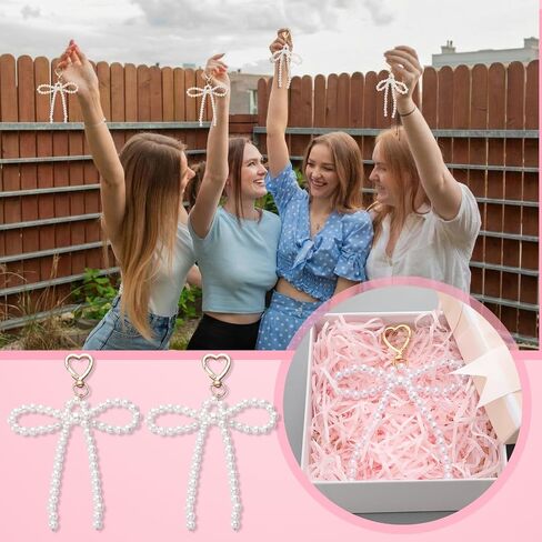 Nosiny 8 Pcs 8 Pcs Pearl Bow Keychains Pearl Bag Charm Wedding Favors for Guests Coquette Handbag Car Key Bridal Shower Gifts in Kuwait