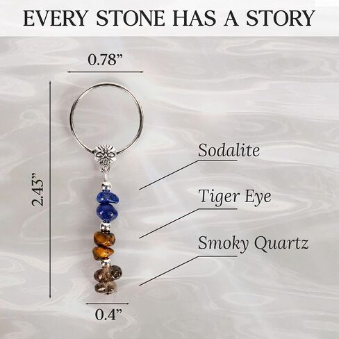 Funny Crystal Keychain for Husband - Sodalite Tiger Eye Smoky Quartz Healing Stones Keychain - Wedding, Anniversary, Father's Day, Birthday Gift for Husband from Wife, Best Husband Ever Gifts For Him in Saudi Arabia