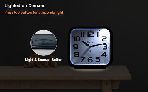 Tinload 5.5" Loud Bell Alarm Clock for Heavy Sleepers Adults, Silent No Ticking,Snooze,Lighted on Demand,Battery Operated Alarm Clocks for Bedrooms (Black) in Saudi Arabia