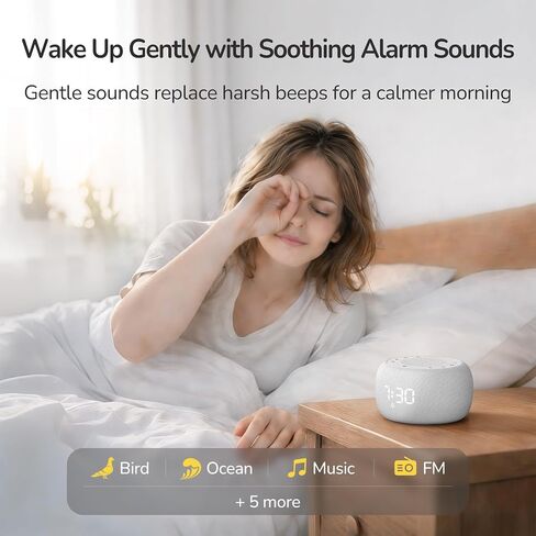 BUFFBEE Alarm Clock Radio with Rechargeable Battery, Bluetooth Speaker and Night Light — Compact All-in-One Design for Bedrooms, Wake Up Gently with Natural Sounds in Kuwait