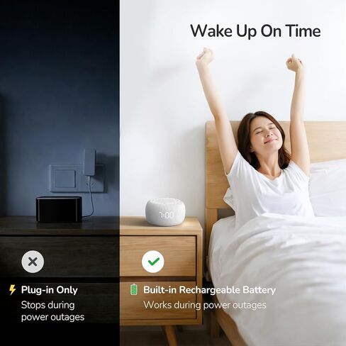 BUFFBEE Alarm Clock Radio with Rechargeable Battery, Bluetooth Speaker and Night Light — Compact All-in-One Design for Bedrooms, Wake Up Gently with Natural Sounds in Kuwait