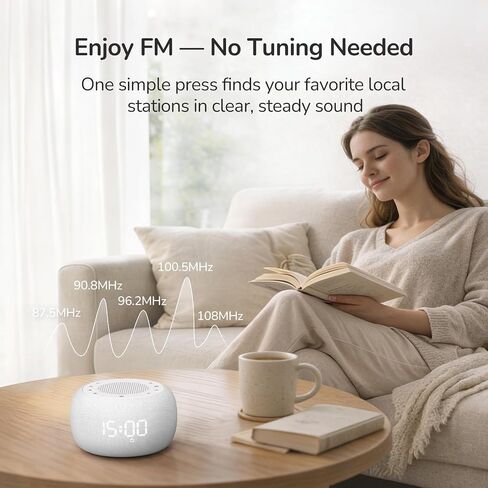 BUFFBEE Alarm Clock Radio with Rechargeable Battery, Bluetooth Speaker and Night Light — Compact All-in-One Design for Bedrooms, Wake Up Gently with Natural Sounds in Kuwait