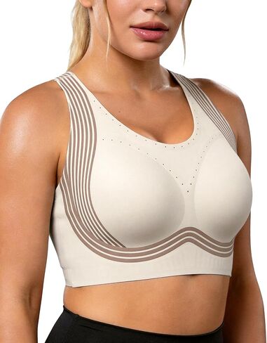 High Impact Sports Bras for Women Support No Underwire Racerback Seamless Jelly Wireless Adjustable Straps Bra in Kuwait