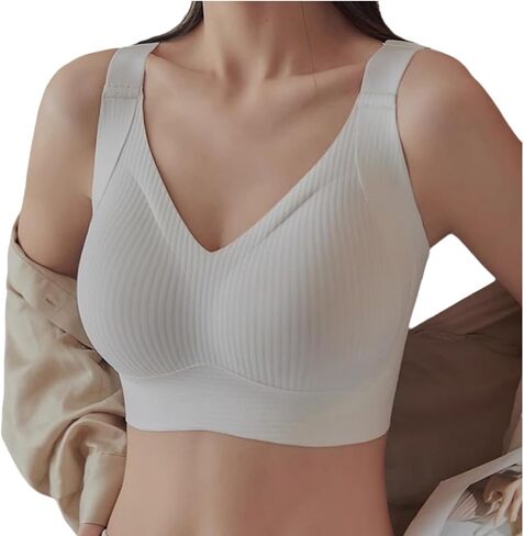 Women's Ribbed Push up Adjustable Wireless Bra, Brasieres para Mujer Sin Varilla, Push up Sports Bras for Women in Kuwait