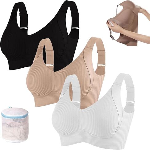 Women's Ribbed Push up Adjustable Wireless Bra, Brasieres para Mujer Sin Varilla, Push up Sports Bras for Women in Kuwait