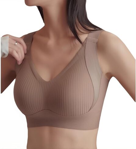 Women's Ribbed Push up Adjustable Wireless Bra, Brasieres para Mujer Sin Varilla, Push up Sports Bras for Women in Kuwait
