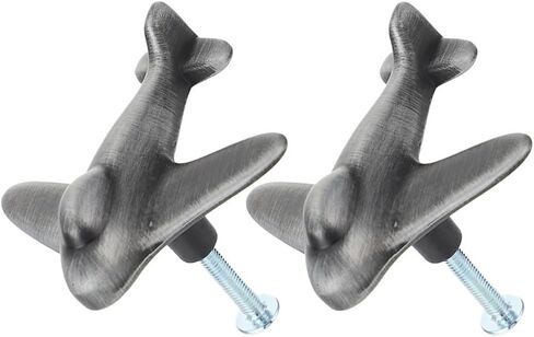 VALICLUD Cartoon Airplane Dresser Knobs and Cabinet Drawer Pulls, Black Brushed Metal Handles with Screws, Bedroom Wardrobe and Nursery Furniture Hardware Set of 2 in Kuwait