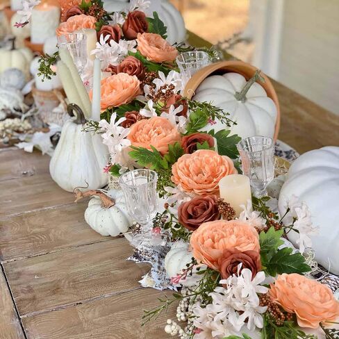 2 Pack Artificial Peony Flower Garland - 6ft Silk Peony Garland Flowers Vine White Peony Silk Flowers for Wedding Arch Party Table Decoration (White) in Kuwait