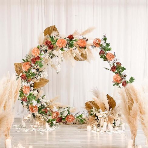 2 Pack Artificial Peony Flower Garland - 6ft Silk Peony Garland Flowers Vine White Peony Silk Flowers for Wedding Arch Party Table Decoration (White) in Kuwait