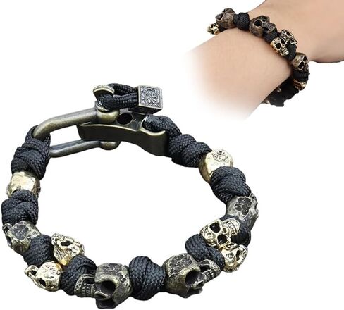 الجمجمة الجيش Paracord سوار خمر قابل للتعديل مضفر بقاء Paracord سوار هالوين القوطية تصميم الجمجمة سوار in Saudi Arabia