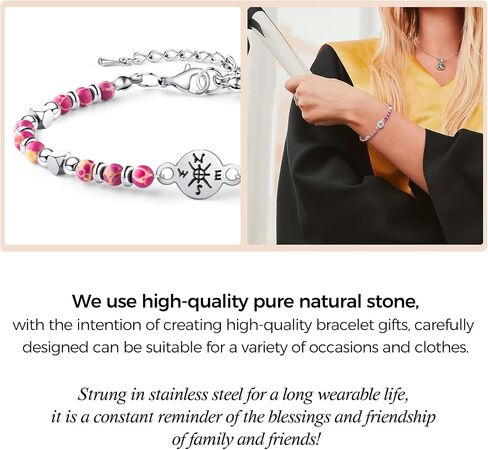 Graduation Gifts 2025 Compass Graduation Bracelets Set for Her Him, Graduation Gift for Middle School High School and College Students 5th 8th Grade Comes with 2 Inspirationa (Purple White) in Saudi Arabia