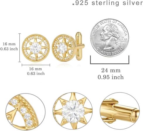 Cuff Links Men Sterling Silver Moissanite Gold Compass Cufflinks Father Day Gifts Graduation Gifts for Men Father in Kuwait