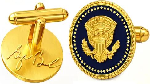George W. Bush Presidential Cufflinks 24K Gold Plated, Presidential Seal Eagle Cuff Links for Men, USA President Collectible, Executive Formal Wedding Business Luxury Jewelry Gift for Him Souvenir - Gift-Ready Set in Saudi Arabia