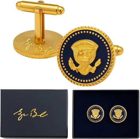 George W. Bush Presidential Cufflinks 24K Gold Plated, Presidential Seal Eagle Cuff Links for Men, USA President Collectible, Executive Formal Wedding Business Luxury Jewelry Gift for Him Souvenir - Gift-Ready Set in Saudi Arabia