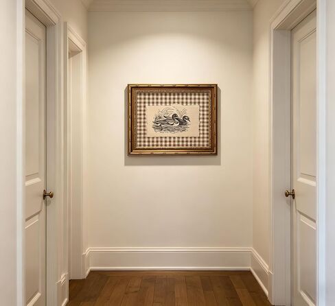 Vintage Gold Framed Wall Art, Brown Gingham Sketch Ducks Canvas Prints, Retro Rustic Farmhouse Animal Picture Wall Decor, Country Cottagecore Goose Poster Artwork for Living Room Bedroom in Kuwait