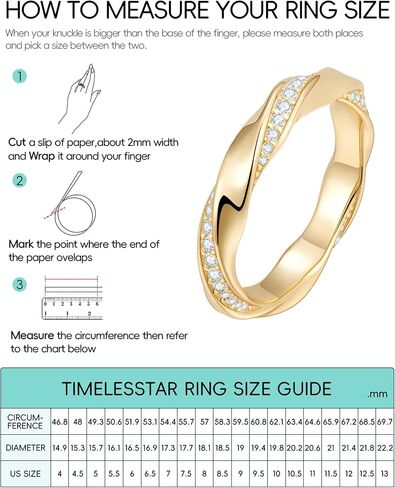 TIMELESSTAR Ideal Gifts Gold Rings for Women Hypoallergenic|Premium Moissanite|D Color VVS1 Clarity 3EX Cut|14K Gold Plated 925 Sterling Silver Non Tarnish in Saudi Arabia