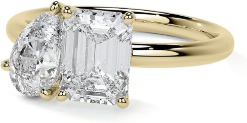 3TCW-6TCW Pear & Emerald Cut Solitaire Toi Et Moi Anniversary Ring Handmade Wedding Ring for Women Engagement Promise Gifts for Her Moissanite in Kuwait