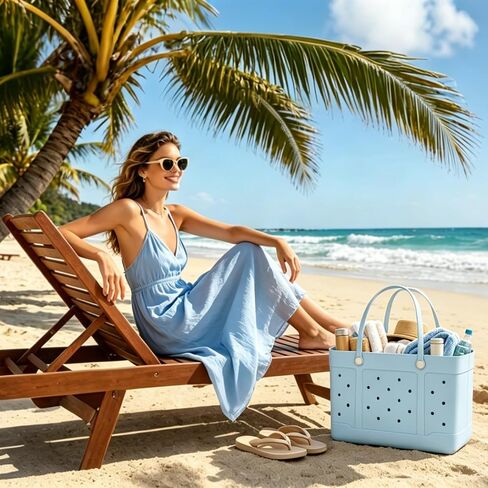 Extra Large Rubber Beach Tote, Waterproof Travel Tote Bag for Womens, X-L Rubber Handbag, Beach Bags Waterproof Sandproof in Saudi Arabia