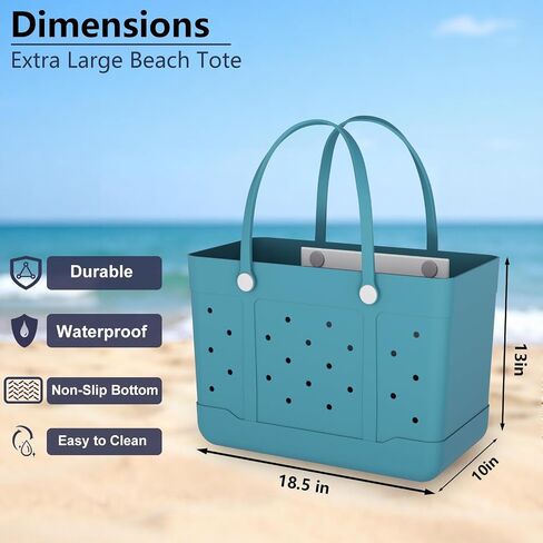 Extra Large Rubber Beach Tote, Waterproof Travel Tote Bag for Womens, X-L Rubber Handbag, Beach Bags Waterproof Sandproof in Saudi Arabia