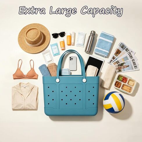 Extra Large Rubber Beach Tote, Waterproof Travel Tote Bag for Womens, X-L Rubber Handbag, Beach Bags Waterproof Sandproof in Saudi Arabia