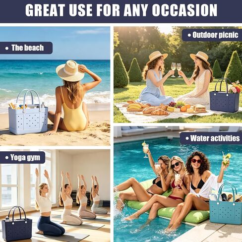 Extra Large Rubber Beach Tote, Waterproof Travel Tote Bag for Womens, X-L Rubber Handbag, Beach Bags Waterproof Sandproof in Saudi Arabia