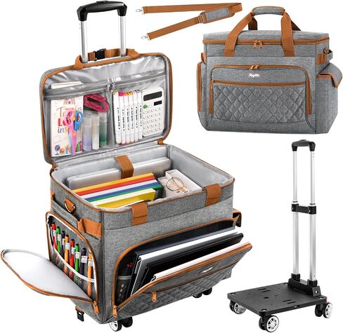 Rolling Teacher Tote Bag with 360° Rotating Wheels, Brakeable & Detachable Trolley，Multifunctional Teacher Bag with Wheels, 17.3" Laptop Compartment, Wheeled Work Tote for Teaching, Office & Craft in Saudi Arabia