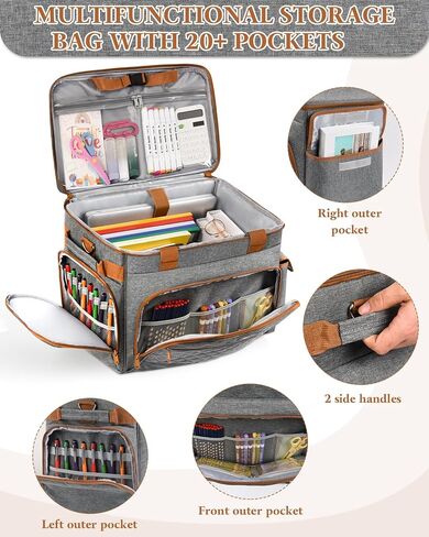 Rolling Teacher Tote Bag with 360° Rotating Wheels, Brakeable & Detachable Trolley，Multifunctional Teacher Bag with Wheels, 17.3" Laptop Compartment, Wheeled Work Tote for Teaching, Office & Craft in Saudi Arabia