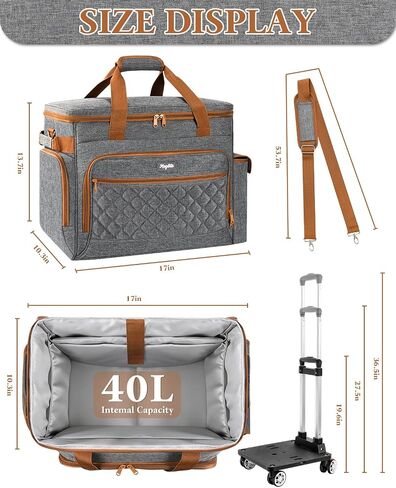 Rolling Teacher Tote Bag with 360° Rotating Wheels, Brakeable & Detachable Trolley，Multifunctional Teacher Bag with Wheels, 17.3" Laptop Compartment, Wheeled Work Tote for Teaching, Office & Craft in Saudi Arabia