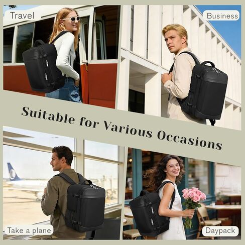 Travel Backpack, Carry On Backpack Personal Item Travel Bag, Backpack for Women and Men, 18x14x8 inches Airline Approved Travel Bag 30L, Water Resistant Casual Backpack Fits 15.6''Laptop, Black in Saudi Arabia