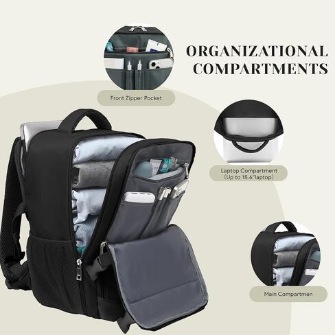 Travel Backpack, Carry On Backpack Personal Item Travel Bag, Backpack for Women and Men, 18x14x8 inches Airline Approved Travel Bag 30L, Water Resistant Casual Backpack Fits 15.6''Laptop, Black in Saudi Arabia