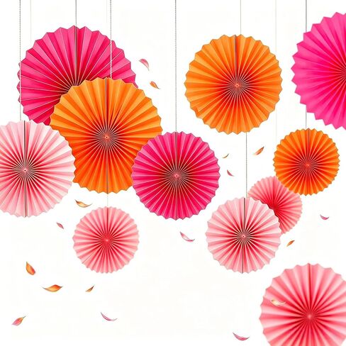Rainbow Paper Round Fan Decorations,Vibrant Red Green Yellow Blue Orange Purple Hanging Fans, Fiesta Party Decor, Wedding Birthday Backdrop, Back to School Decor, Set of 12, 10", 12" in Saudi Arabia