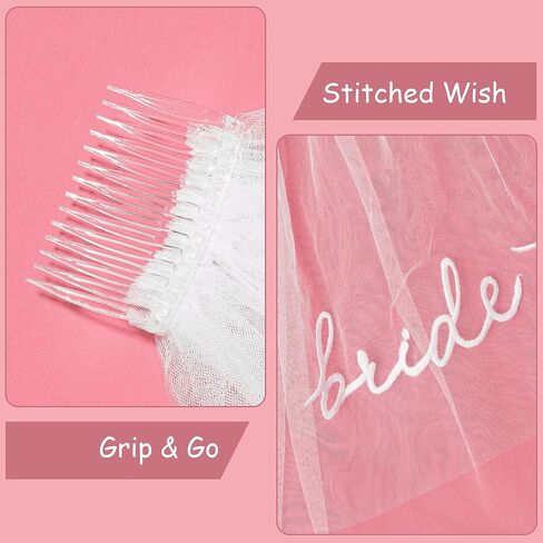 Bride to be" Wedding Fan & Veil Set – 13-Inch Clacking Folding Fan with 20-Inch Embroidered Veil, Elegant Bridal Accessories for Ceremony, Bridal Shower Photos & Bachelorette Party Favors in Saudi Arabia