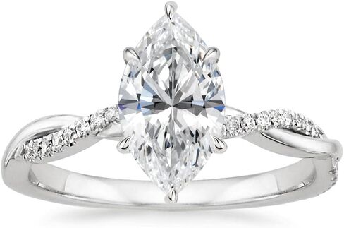 2 CT Marquise Cut Moissanite Engagement Rings for Women Handmade Wedding Bridal Set Solitaire Twisted Band Sterling Silver 10k 14k 18k Solid Gold Anniversary Promise Gifts in Saudi Arabia