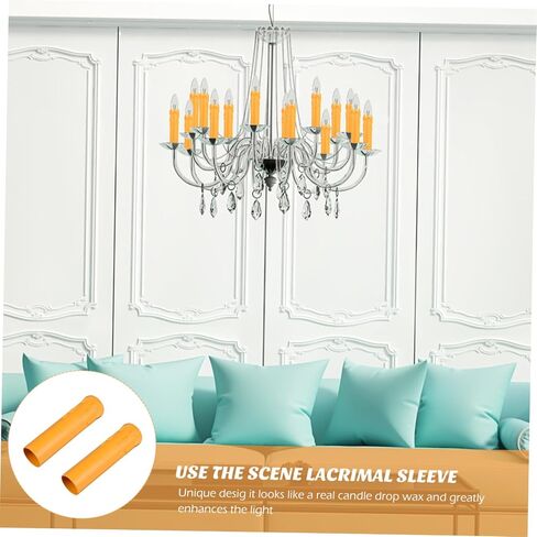 Mikikit 20Pcs Lightweight Tear Pattern Candle Sleeves Plastic Candle Socket Covers for Chandelier Decoration Heat Resistant Candle Casings Φxmm for Wall Lamps in Kuwait