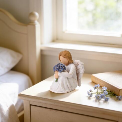 Forget Me Not Angel Figurines Statue, Miscarriage Gifts for Mothers, Sympathy Gifts for Loss of Loved One, Sculpted Hand-Painted Statue for Memorial, Funeral Comfort, Emotional Support and Healing in Saudi Arabia