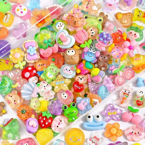 60Pcs Mixed Colors Random Cute Accessories Flatback Ornament Resin Charms DIY Decoration in Kuwait