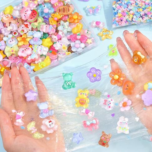 60Pcs Mixed Colors Random Cute Accessories Flatback Ornament Resin Charms DIY Decoration in Kuwait