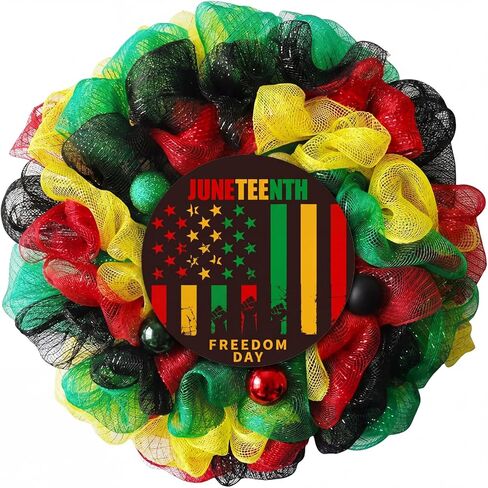 ديكور باب Juneteenth 11.81 بوصة إكليل Juneteenth للباب الأمامي يوم الحرية علامة معلقة على الحائط الأمريكي الأفريقي للمنزل والمكتب والشرفة وديكور الحفلات الخارجية in Kuwait