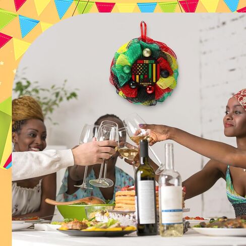 ديكور باب Juneteenth 11.81 بوصة إكليل Juneteenth للباب الأمامي يوم الحرية علامة معلقة على الحائط الأمريكي الأفريقي للمنزل والمكتب والشرفة وديكور الحفلات الخارجية in Kuwait