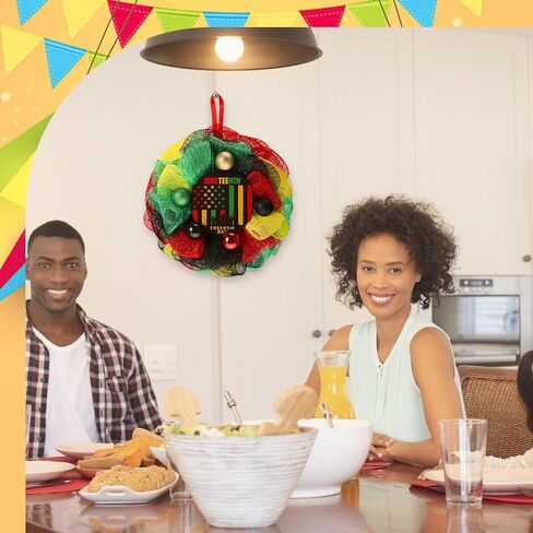 ديكور باب Juneteenth 11.81 بوصة إكليل Juneteenth للباب الأمامي يوم الحرية علامة معلقة على الحائط الأمريكي الأفريقي للمنزل والمكتب والشرفة وديكور الحفلات الخارجية in Kuwait