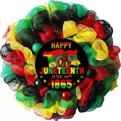 ديكور باب Juneteenth 11.81 بوصة إكليل Juneteenth للباب الأمامي يوم الحرية علامة معلقة على الحائط الأمريكي الأفريقي للمنزل والمكتب والشرفة وديكور الحفلات الخارجية in Kuwait