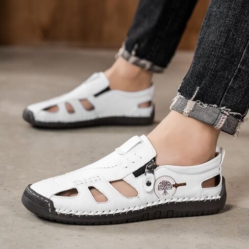LZDZN Mens Closed Toe Sandals For Men Leather Men's Summer Casual Flip Flops Slippers Dress Hiking Man Size Shoes in Saudi Arabia
