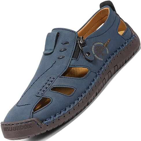 LZDZN Mens Closed Toe Sandals For Men Leather Men's Summer Casual Flip Flops Slippers Dress Hiking Man Size Shoes in Saudi Arabia