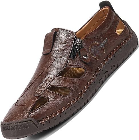 LZDZN Mens Closed Toe Sandals For Men Leather Men's Summer Casual Flip Flops Slippers Dress Hiking Man Size Shoes in Saudi Arabia