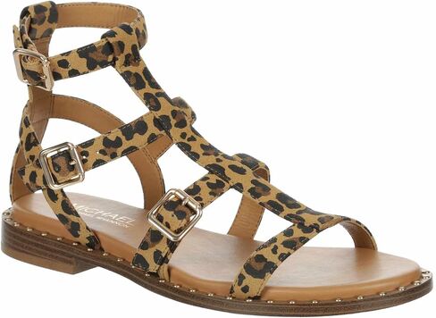 Michael By Michael Shannon Caleigh - Women's Casual Open Toe Gladiator Flat Sandals Leopard, Size 9.0 Medium Width in Saudi Arabia
