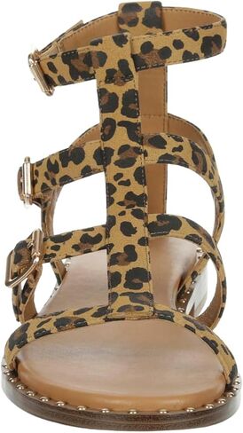 Michael By Michael Shannon Caleigh - Women's Casual Open Toe Gladiator Flat Sandals Leopard, Size 9.0 Medium Width in Saudi Arabia